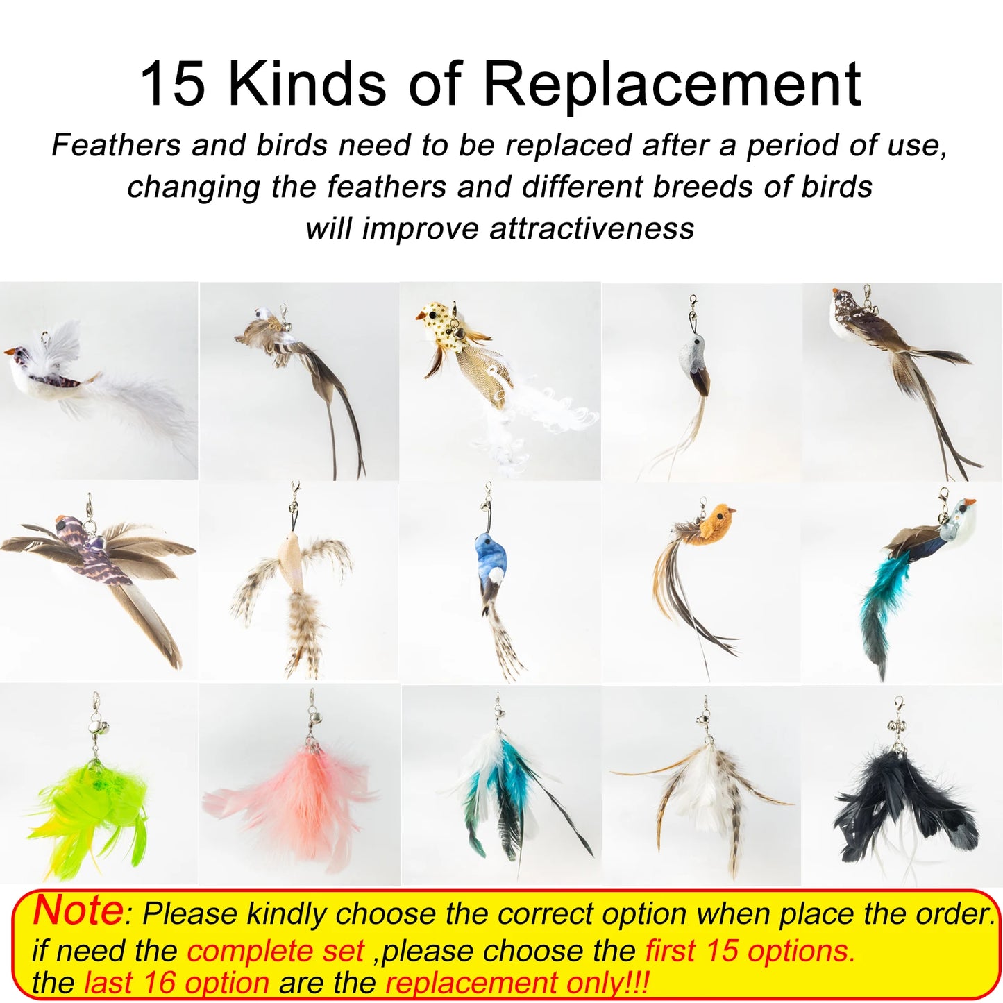 Bird Feather Cat Wand with Bell For Kittens