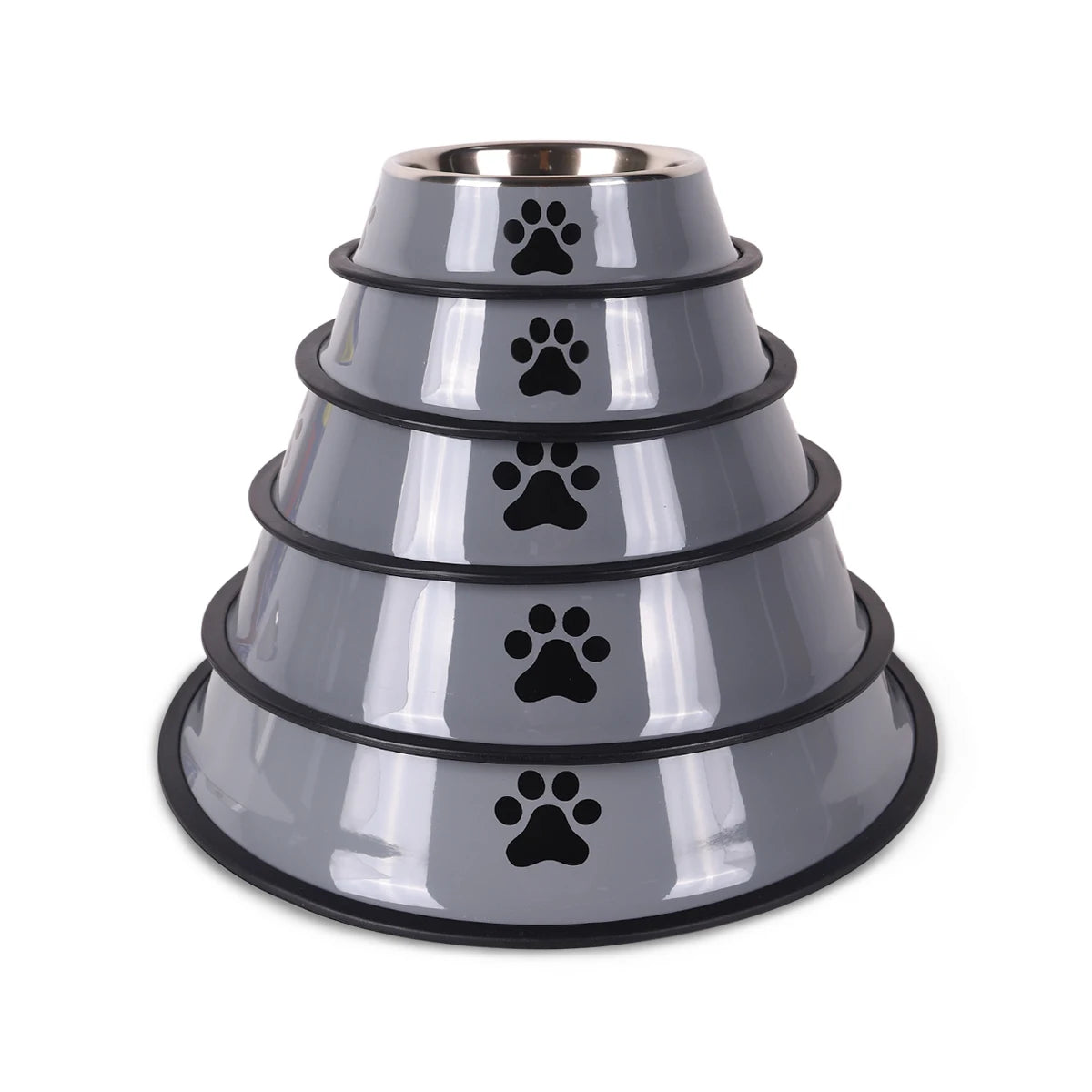 Paw Print Stainless Steel Pet Bowl - 1PC