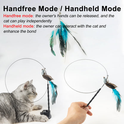 Bird Feather Cat Wand with Bell For Kittens