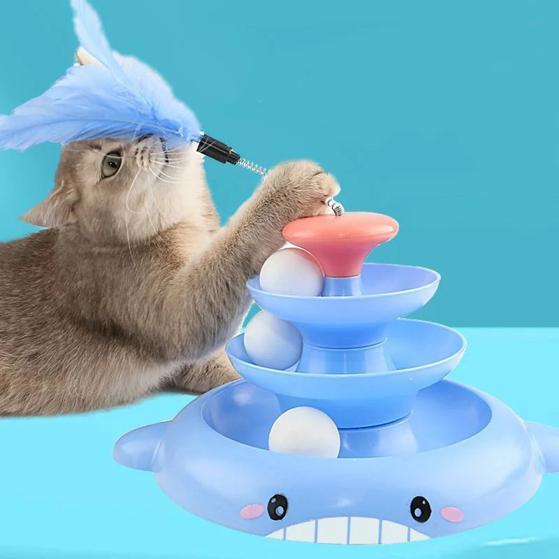 Interactive Dolphin Design Cat With Feathers Stick