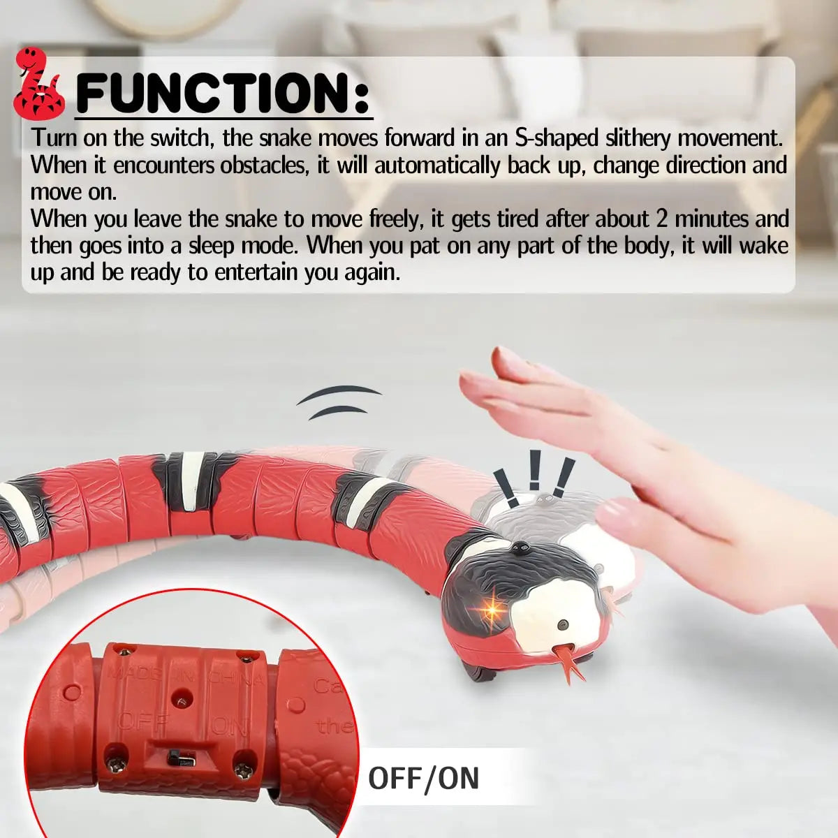 Smart Sensing Interactive Cat Toy Snake