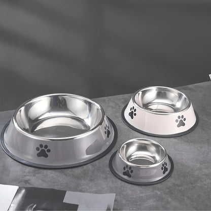 Paw Print Stainless Steel Pet Bowl - 1PC